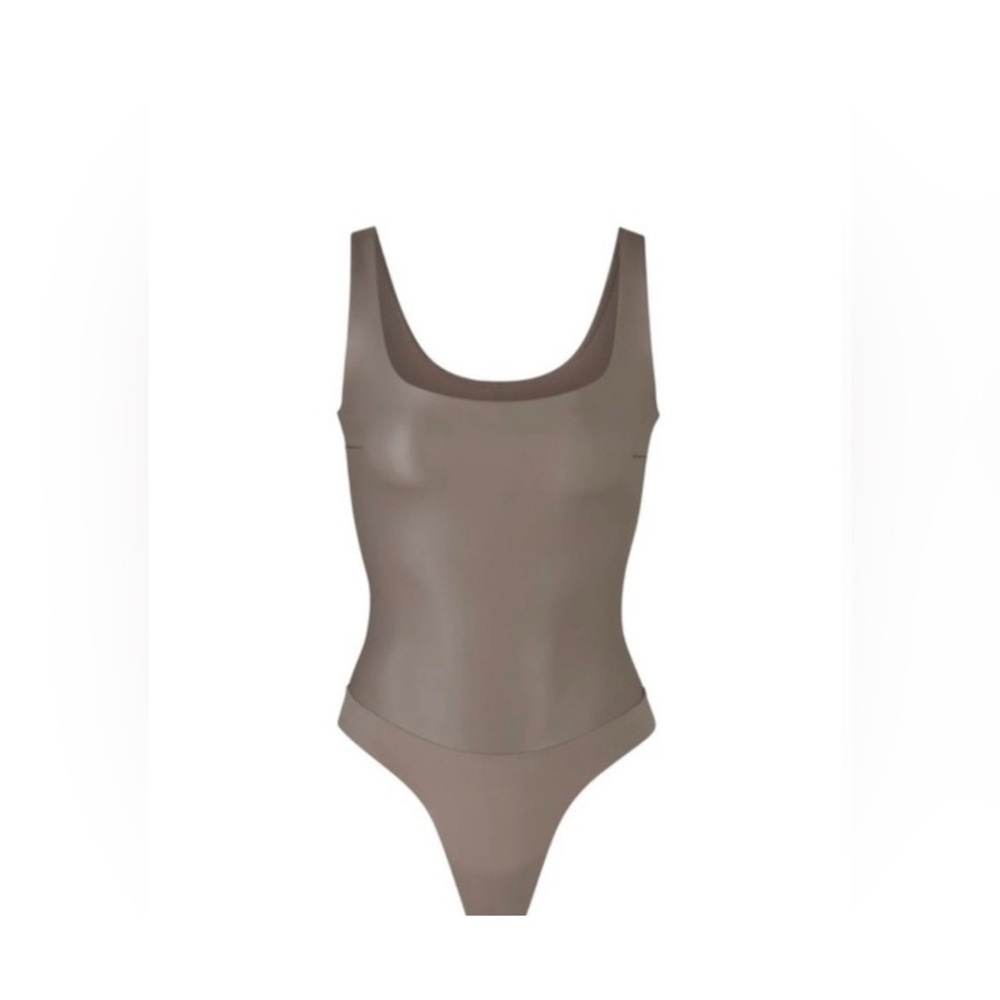 Skims Leather Brown Bodysuit